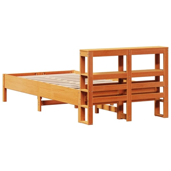 vidaXL sengeramme uden madras 75x190 cm massivt fyrretræ gyldenbrun