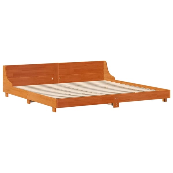 vidaXL Sengeramme uten madrass voksbrun 200x200 cm heltre furu
