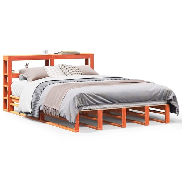 vidaXL Sengeramme uten madrass voksbrun 160x200 cm heltre furu