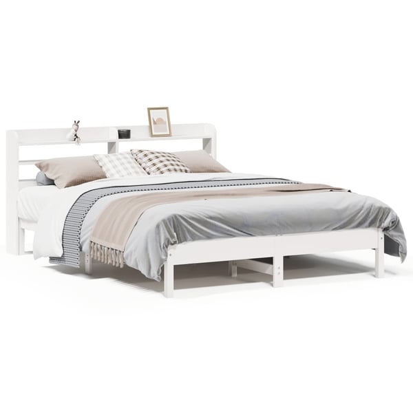 vidaXL Sengeramme uten madrass hvit 140x190 cm heltre furu