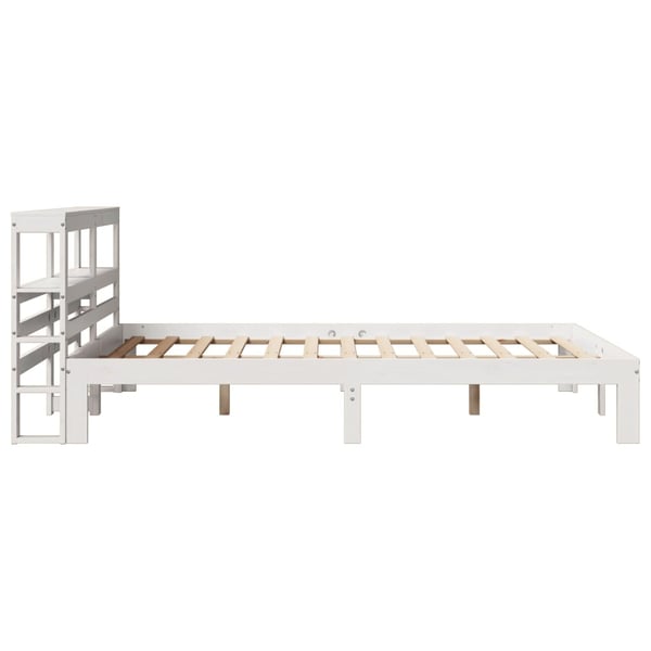vidaXL Sengeramme med hodegavl hvit 120x200 cm heltre furu