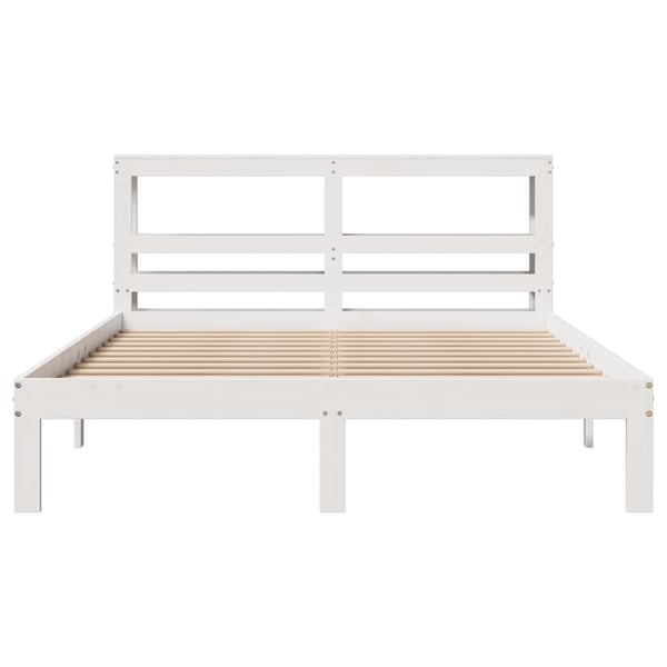 vidaXL Sengeramme med hodegavl hvit 120x200 cm heltre furu