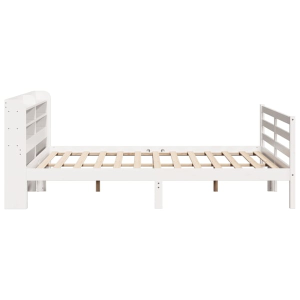 vidaXL Sengeramme med hodegavl hvit 200x200 cm heltre furu