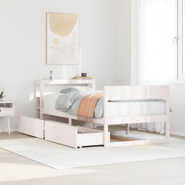 vidaXL sengeramme uden madras 90x200 cm massivt fyrretræ hvid