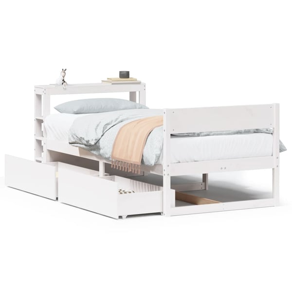 vidaXL Sengeramme uten madrass hvit 90x200 cm heltre furu