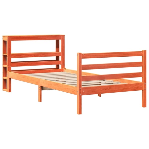 vidaXL sengeramme uden madras 100x200 cm massivt fyrretræ gyldenbrun