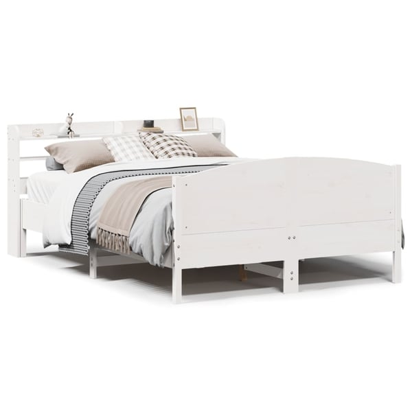 vidaXL Sengeramme uten madrass hvit 135x190 cm heltre furu
