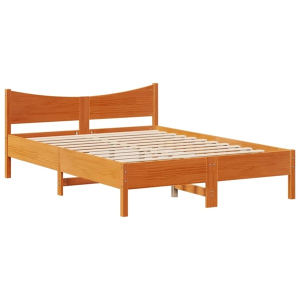 vidaXL Sengeramme med hodegavl voksbrun 120x200 cm heltre furu