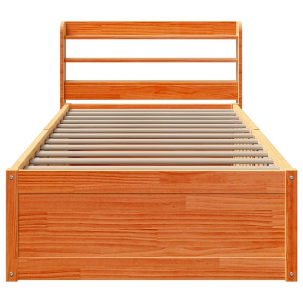 vidaXL Sengeramme med hodegavl voksbrun 100x200 cm heltre furu