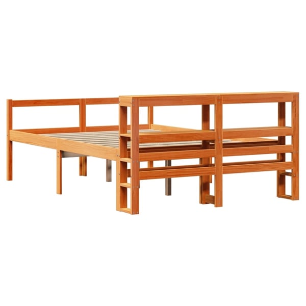vidaXL Sengeramme med hodegavl voksbrun 120x190 cm heltre furu