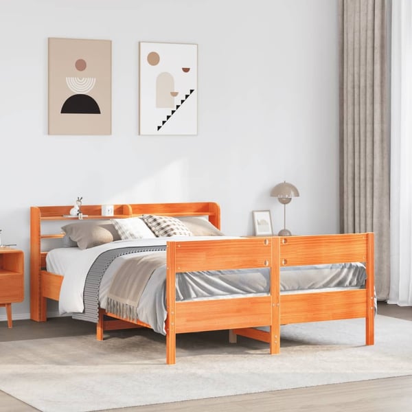 vidaXL Sengeramme uten madrass brun 135x190 cm heltre furu