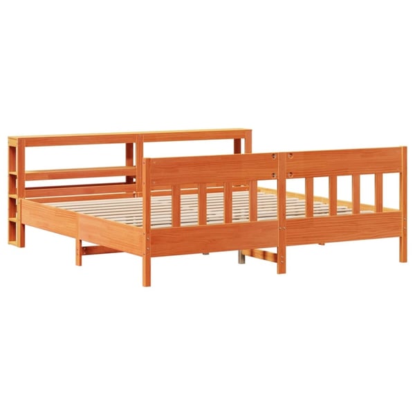 vidaXL Sengeramme uten madrass voksbrun 200x200 cm heltre furu