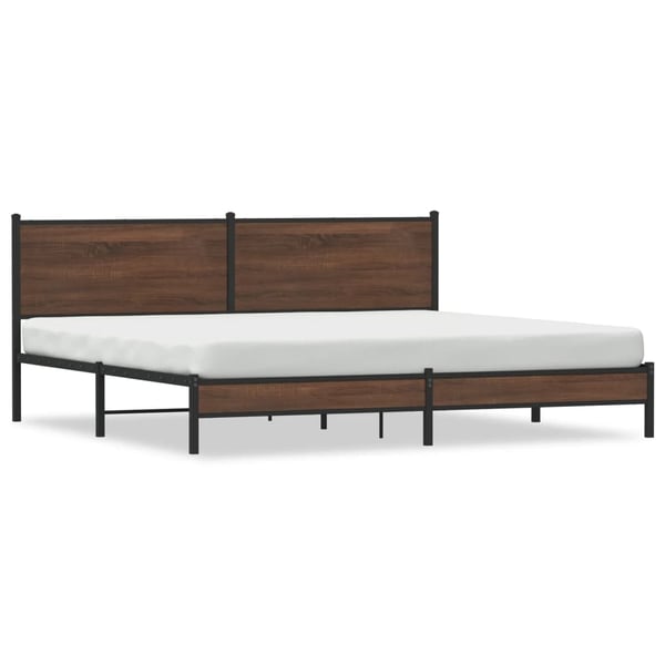 vidaXL Sengeramme i metall uten madrass brun eik 193x203 cm