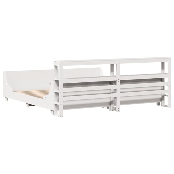 vidaXL Sengeramme med madrass hvit 200x200 cm heltre furu