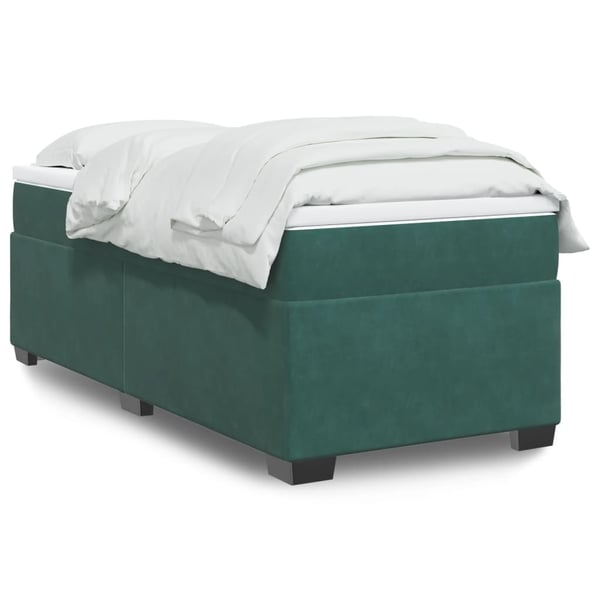 vidaXL kontinentalseng med madras 90x200 cm fløjl mørkegrøn