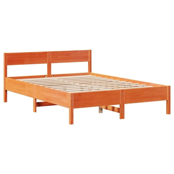 vidaXL Sengeramme uten madrass voksbrun 140x200 cm heltre furu