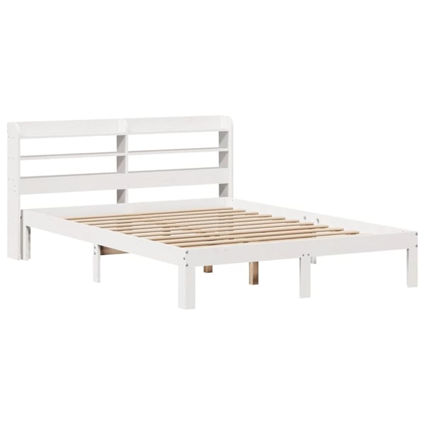 vidaXL Sengeramme med hodegavl hvit 160x200 cm heltre furu