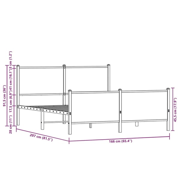 vidaXL Sengeramme i metall uten madrass sonoma eik 160x200 cm