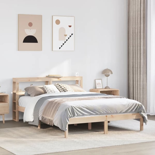 vidaXL sengeramme uden madras 140x190 cm massivt fyrretræ
