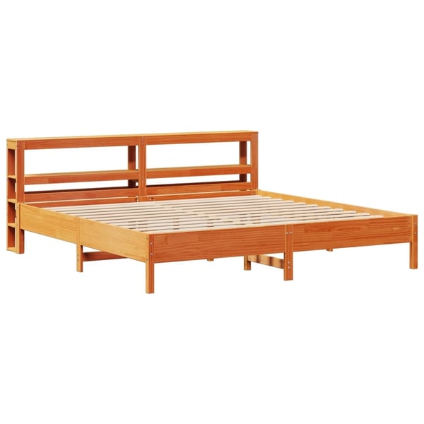 vidaXL Sengeramme uten madrass voksbrun 200x200 cm heltre furu