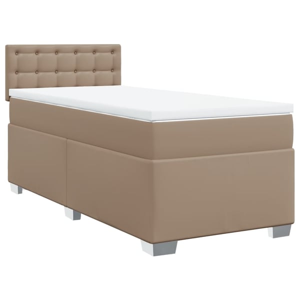 vidaXL Ramsäng med bäddmadrass cappuccino 90x200 cm konstläder