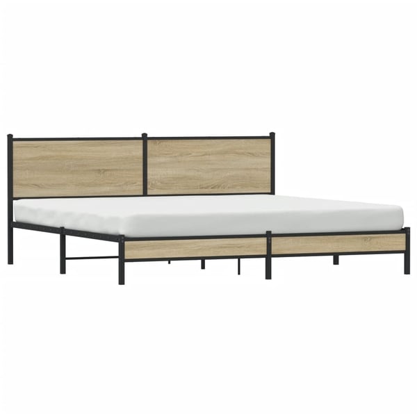 vidaXL Sengeramme i metall uten madrass sonoma eik 200x200 cm