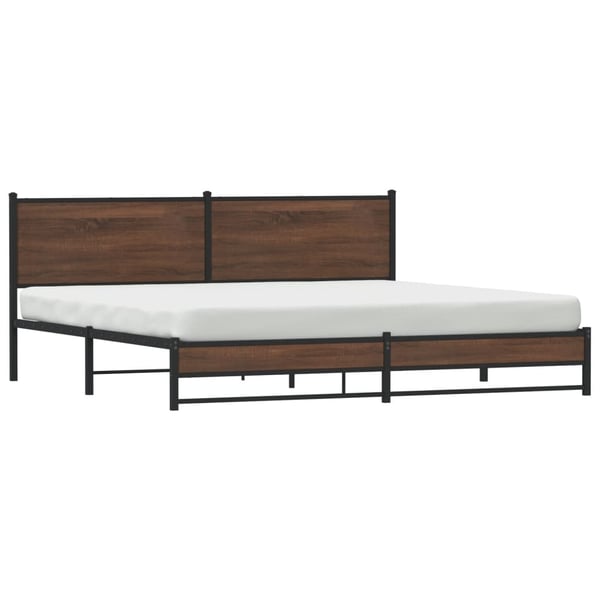 vidaXL Sengeramme i metall uten madrass brun eik 200x200 cm