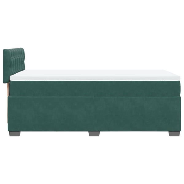 vidaXL kontinentalseng med madras 90x200 cm fløjl mørkegrøn