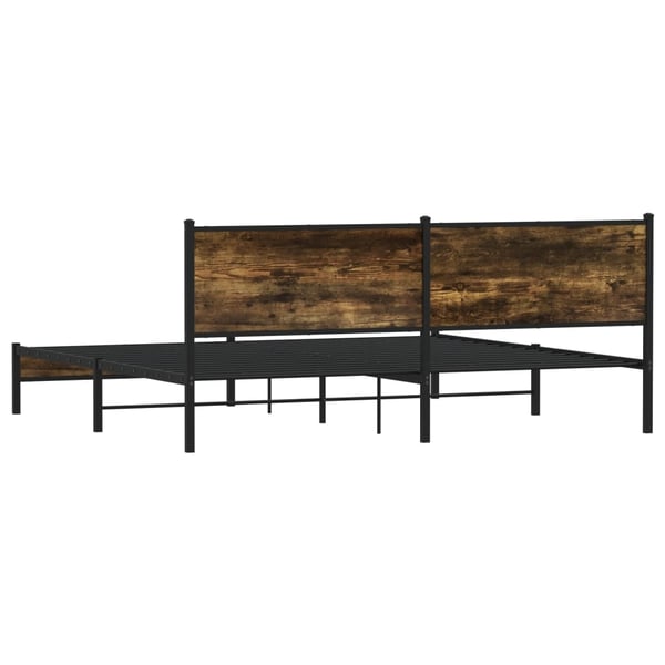 vidaXL Sengeramme i metall uten madrass røkt eik 193x203 cm