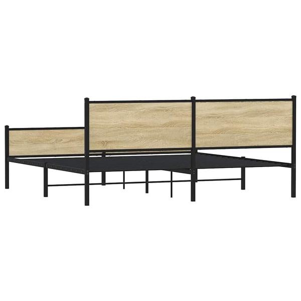 vidaXL Sengeramme i metall uten madrass sonoma eik 200x200 cm