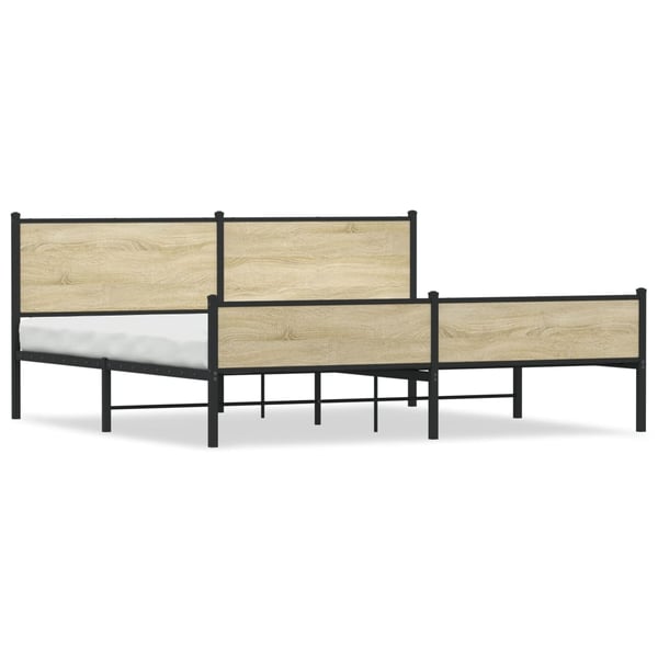 vidaXL Sengeramme i metall uten madrass sonoma eik 200x200 cm