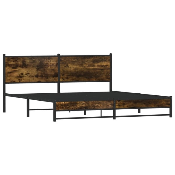 vidaXL Sengeramme i metall uten madrass røkt eik 183x213 cm