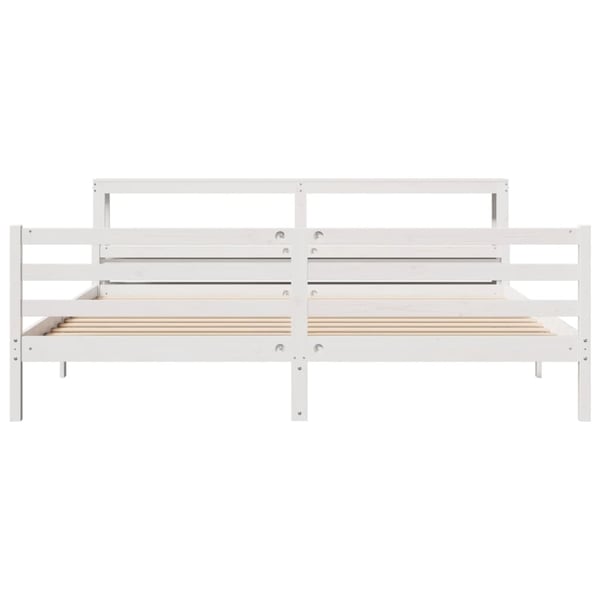 vidaXL Sengeramme med hodegavl hvit 200x200 cm heltre furu