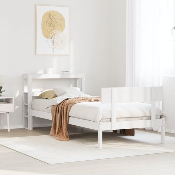vidaXL Sengeramme uten madrass hvit 75x190 cm heltre furu