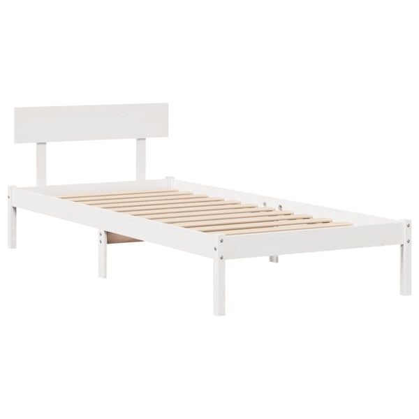 vidaXL Sengeramme uten madrass hvit 75x190 cm heltre furu
