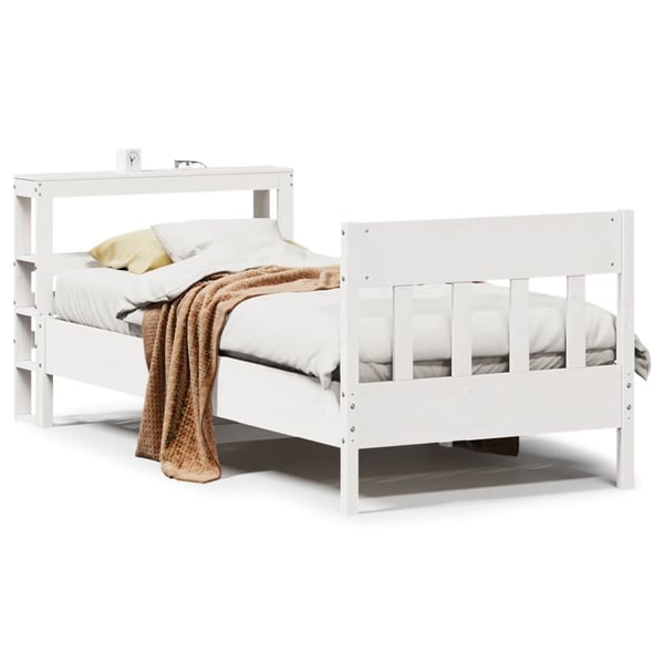 vidaXL sengeramme uden madras 90x200 cm massivt fyrretræ hvid