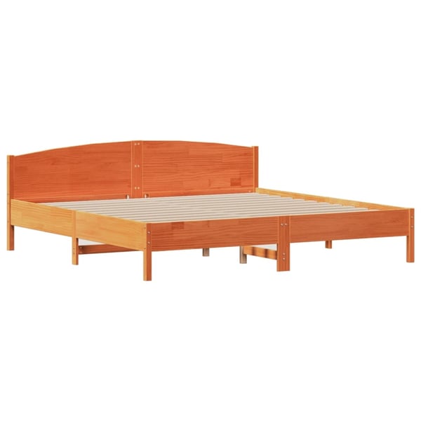 vidaXL Sengeramme uten madrass voksbrun 200x200 cm heltre furu