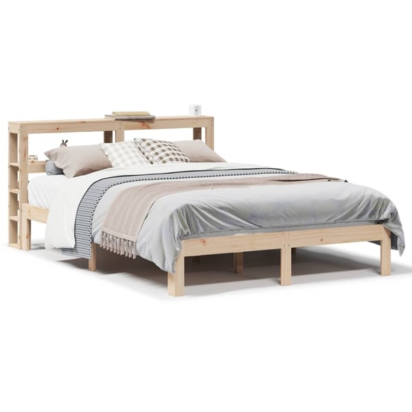 vidaXL Sengeramme med hodegavl 140x200 cm heltre furu