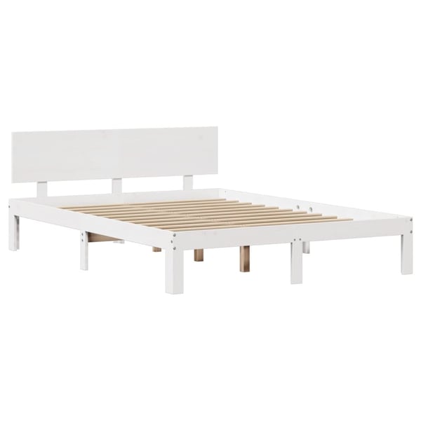 vidaXL Sengeramme med hodegavl hvit 120x190 cm heltre furu