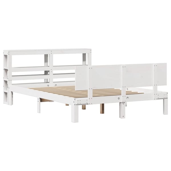 vidaXL sengeramme med sengegavl 120x190 cm massivt fyrretræ hvid