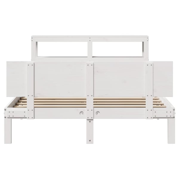 vidaXL Sengeramme med hodegavl hvit 120x190 cm heltre furu