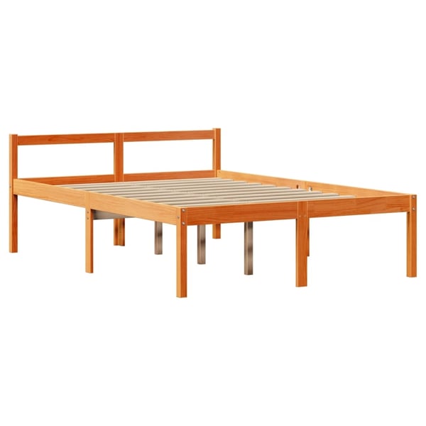 vidaXL Sengeramme med hodegavl voksbrun 150x200 cm heltre furu