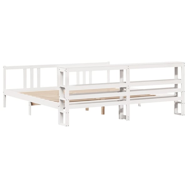 vidaXL Sengeramme med hodegavl hvit 200x200 cm heltre furu