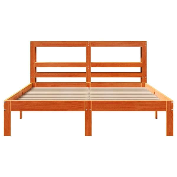 vidaXL Sengeramme uten madrass voksbrun 140x190 cm heltre furu