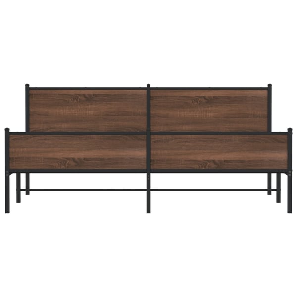 vidaXL Sengeramme i metall uten madrass brun eik 193x203 cm