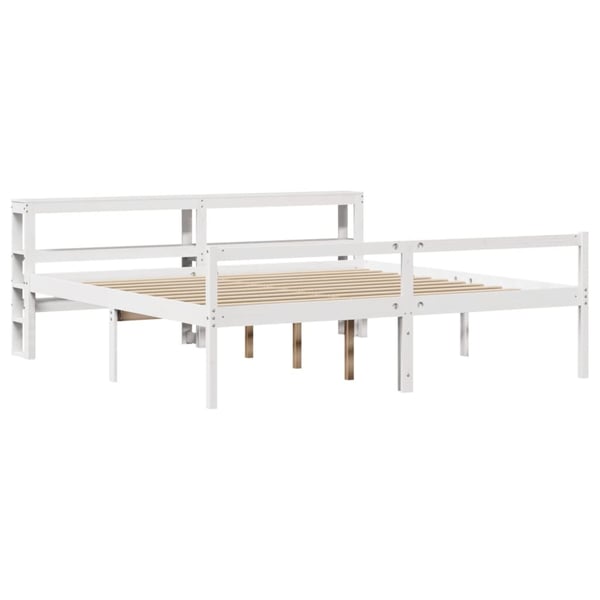 vidaXL Seniorseng med hodegavl hvit 200x200 cm heltre furu