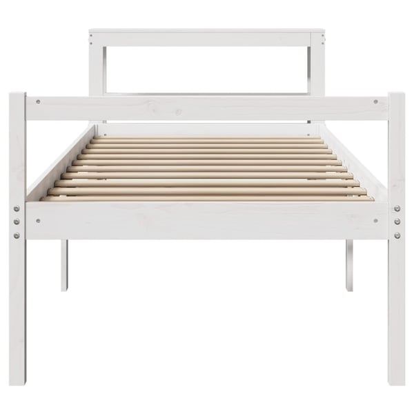 vidaXL Seniorseng med hodegavl hvit 90x190 cm heltre furu