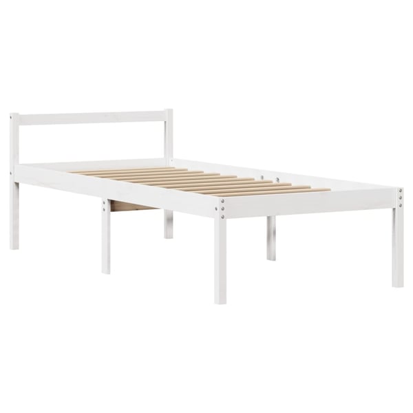 vidaXL Seniorseng med hodegavl hvit 90x190 cm heltre furu