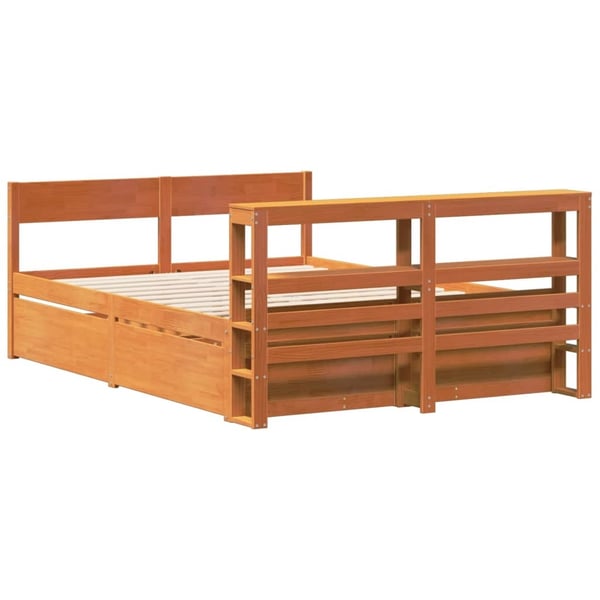 vidaXL Sengeramme uten madrass voksbrun 120x200 cm heltre furu