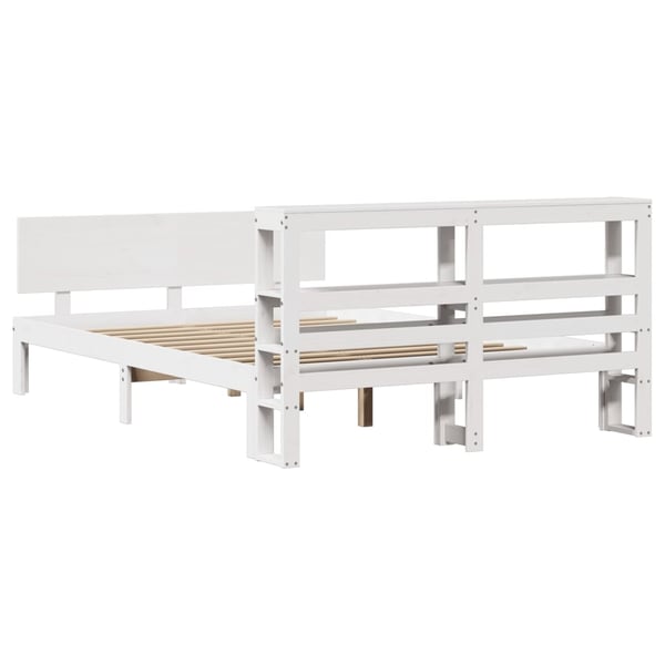 vidaXL Sengeramme med hodegavl hvit 150x200 cm heltre furu